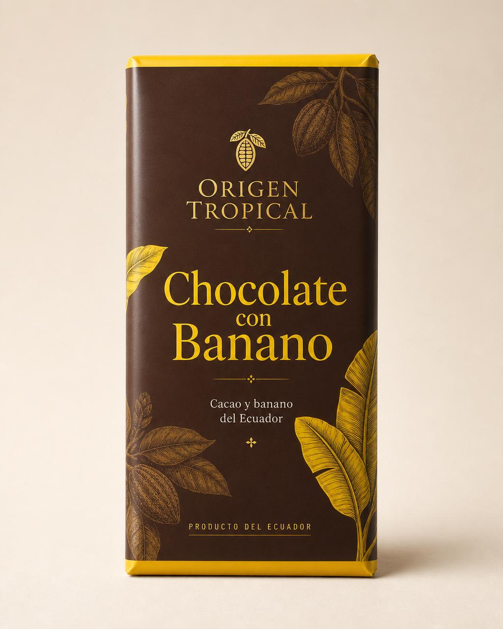 Empaque Chocolate Ecuatoriano Chocolate con Banano — Origen Tropical