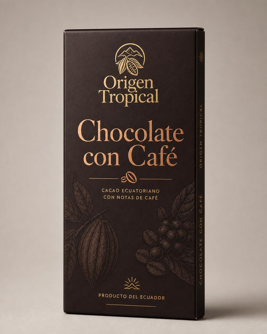 Empaque Chocolate Ecuatoriano Chocolate con Café — Origen Tropical