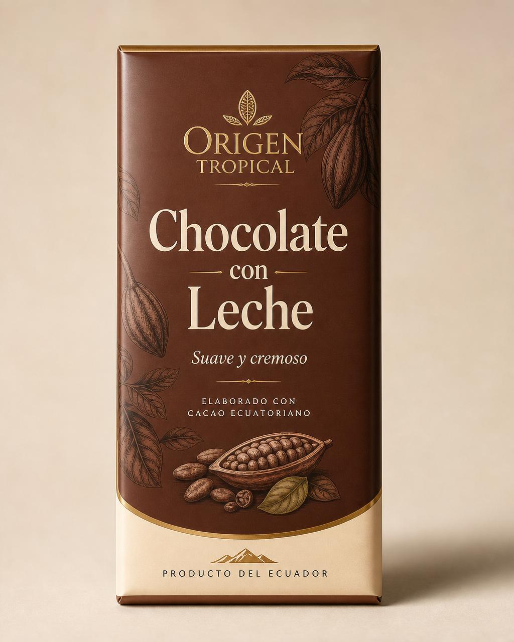 Empaque Chocolate Ecuatoriano Chocolate con Leche — Origen Tropical