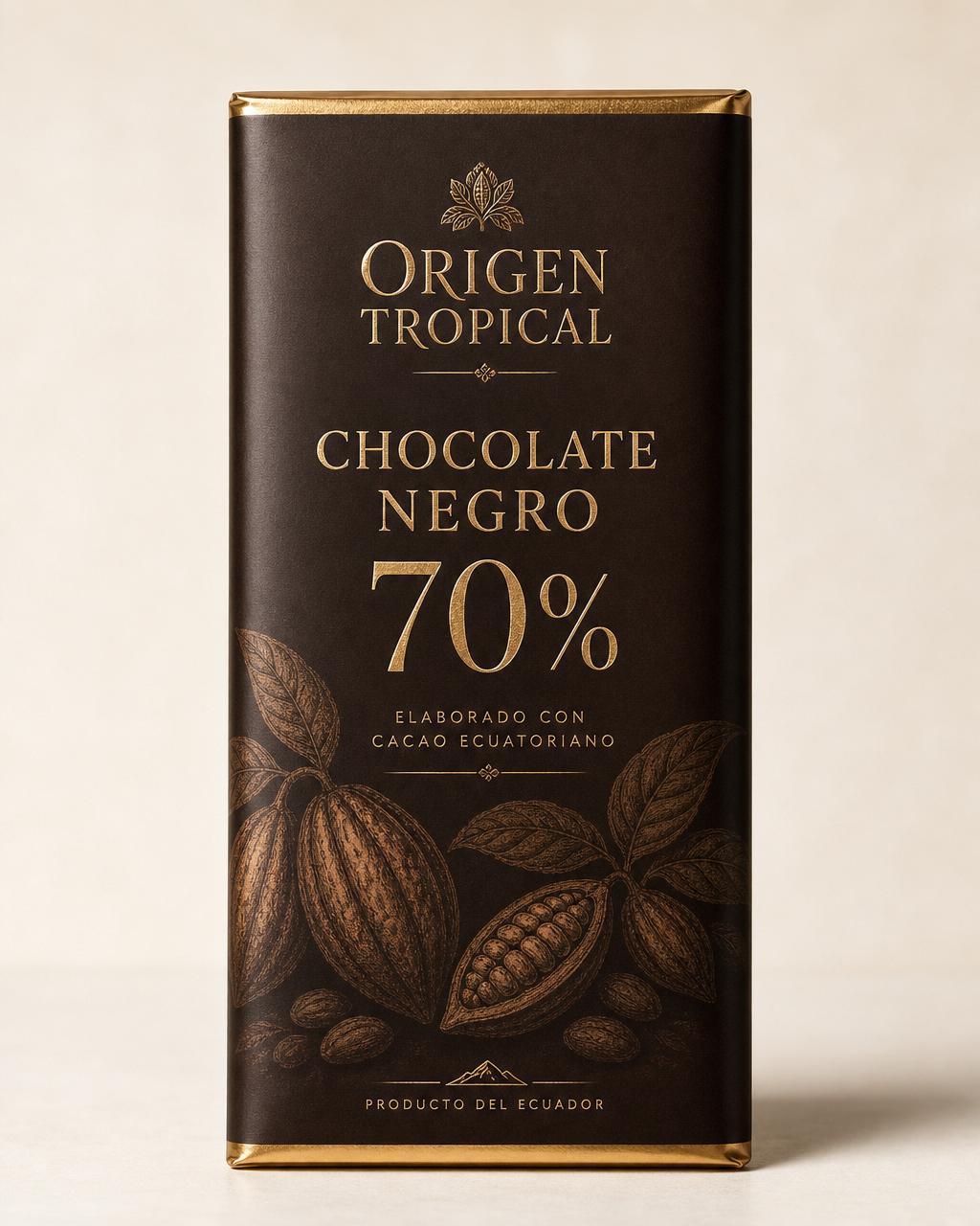 Empaque Chocolate Ecuatoriano Chocolate Negro 70% — Origen Tropical